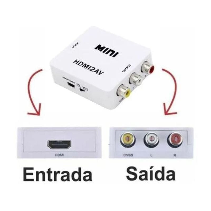 Adaptador Conversor Entrada HDMI Saída RCA (amarelo, branco e vermelho)