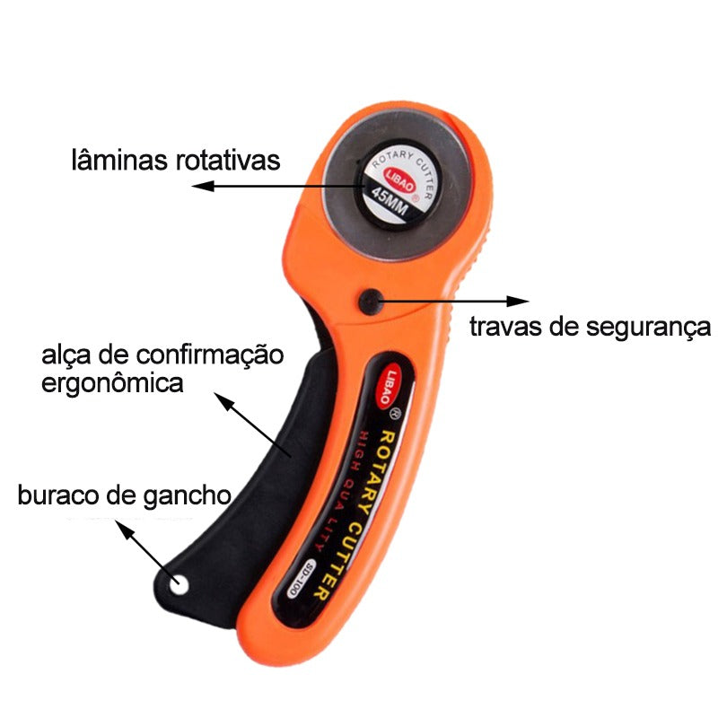 Cortador Circular Manual com 5 Lâminas Couro Tecidos Eva