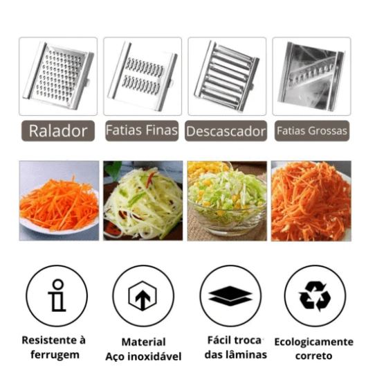 Descascador Ralador e Fatiador de Legumes Frutas Multiuso 3 em 1