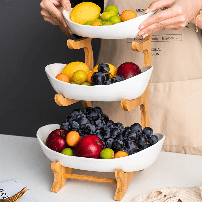 Fruteira de Mesa em Bambu de 1 a 3 Andares - Modern Fruit