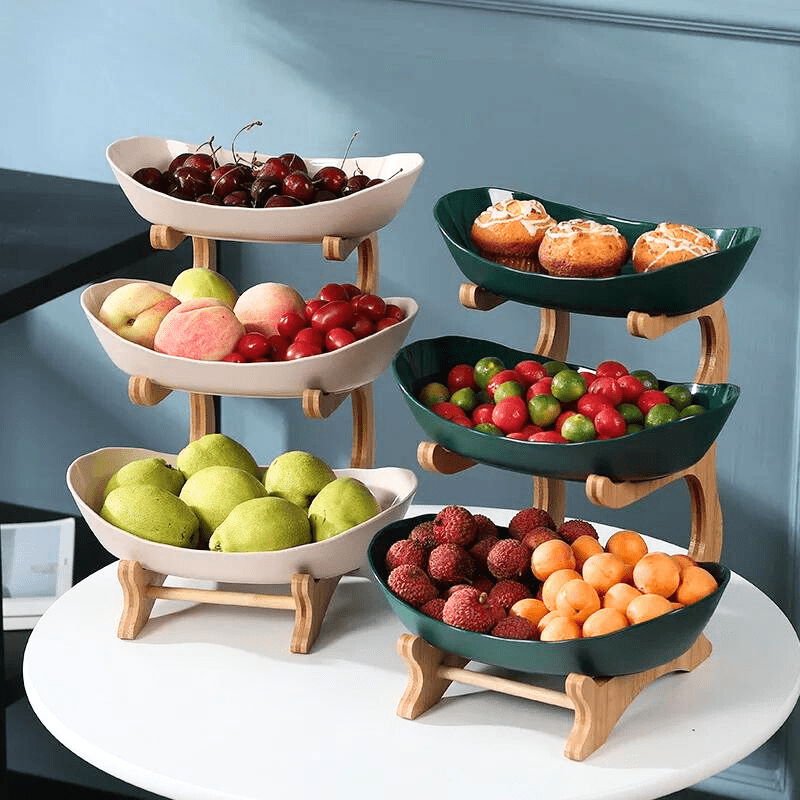 Fruteira de Mesa em Bambu de 1 a 3 Andares - Modern Fruit