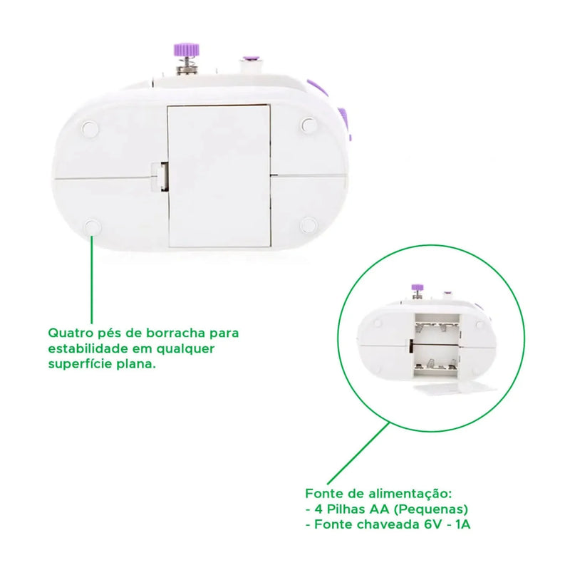 Mini Máquina de Costura Portátil com Pedal Bivolt - LineExpress