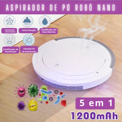 RoboDuster Aspirador de Pó Robô 5 em 1 - Varre, Aspira, Passa Pano, Vaporiza Álcool e Estereliza UV