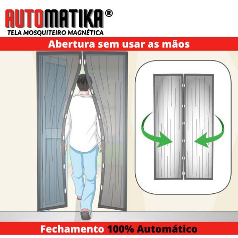 Tela Magnética Antimosquito para portas (abre e fecha sem usar as mãos) - Automatika -