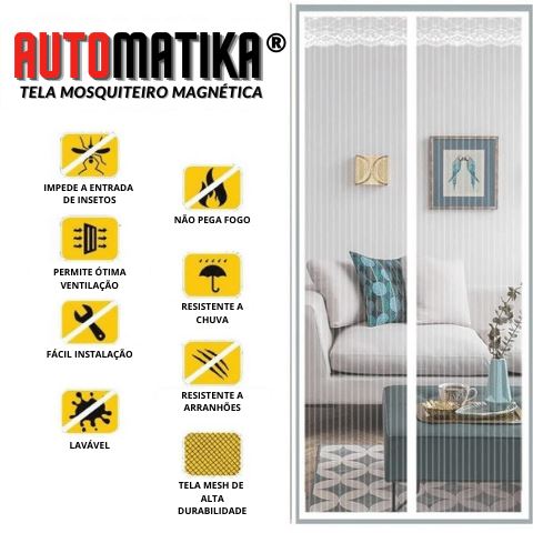 Tela Magnética Antimosquito para portas (abre e fecha sem usar as mãos) - Automatika -